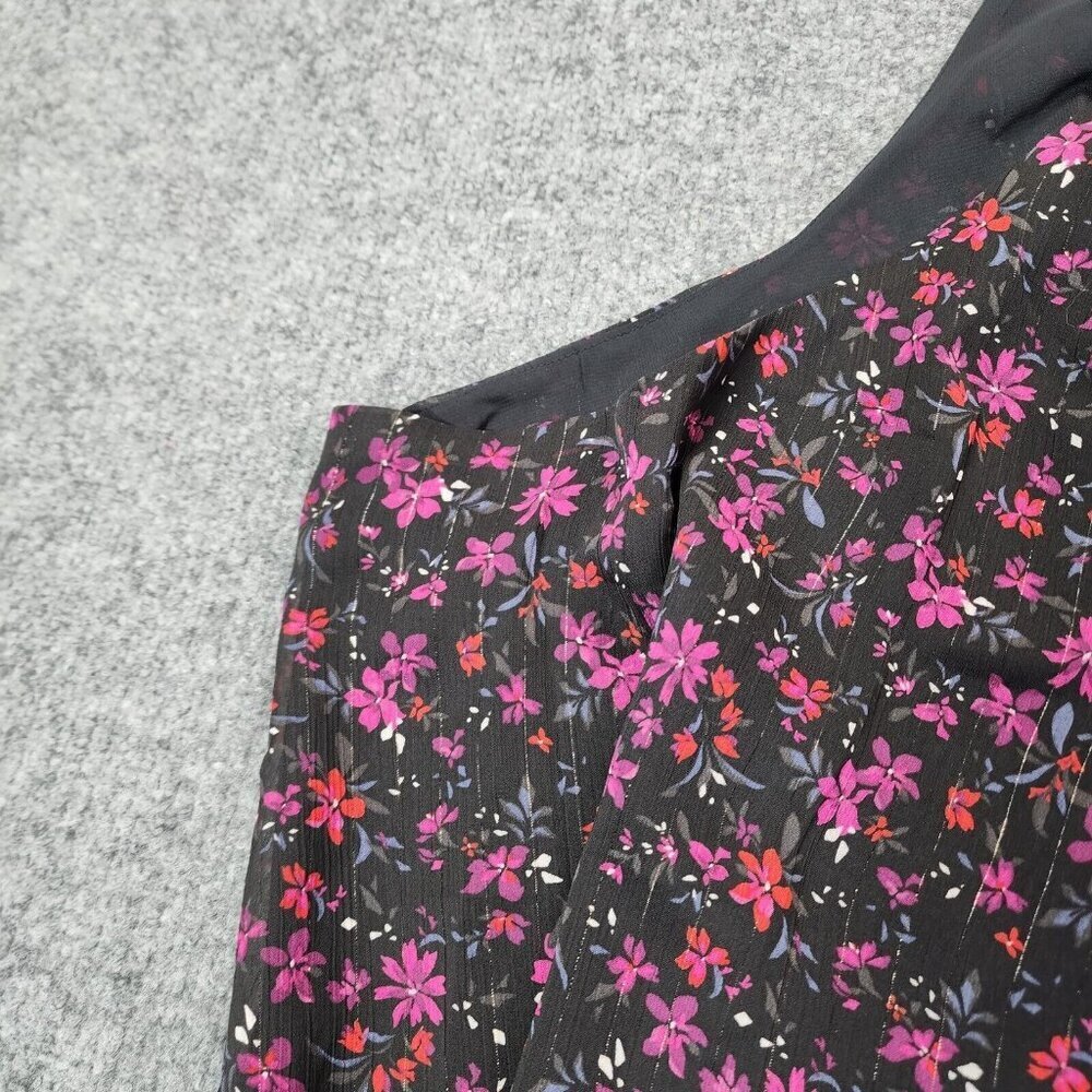 Torrid Crinkle Lurex Chiffon Halter Top Dark Black Floral‎ Sleeveless Size 5 5X - Picture 2 of 13